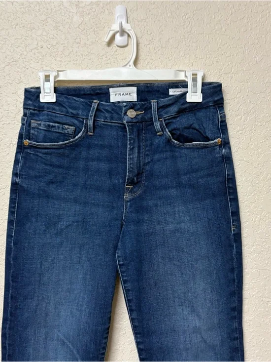 Frame Le Crop Mini Boot Size 28 Stretch Blue Denim Jeans High Rise - Picture 2 of 7